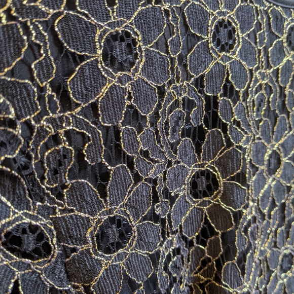 Ted Baker London Black and Gold Lace Mini Dress W/ POCKETS - Picture 6 of 7